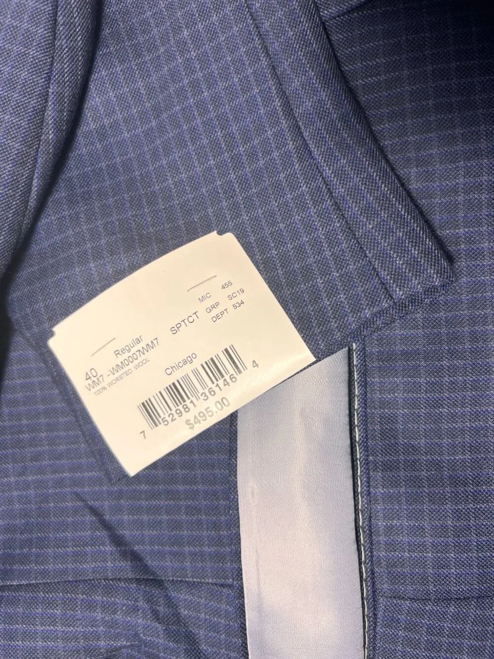 NWT WALTER MORTON 40R Blue Macro Check 2 Btn 100% Worsted Wool Blazer USA